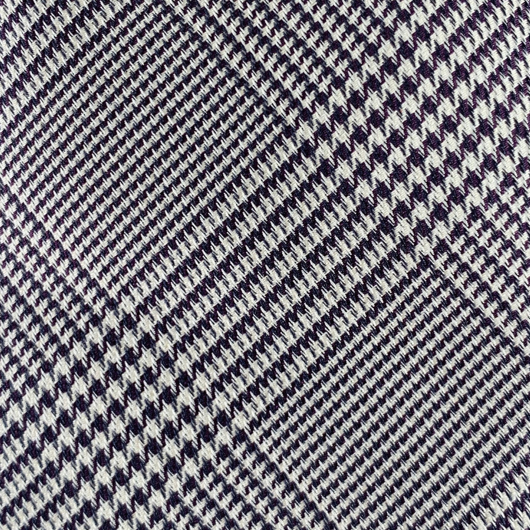 BRIONI Purple White Glenplaid Silk Tie