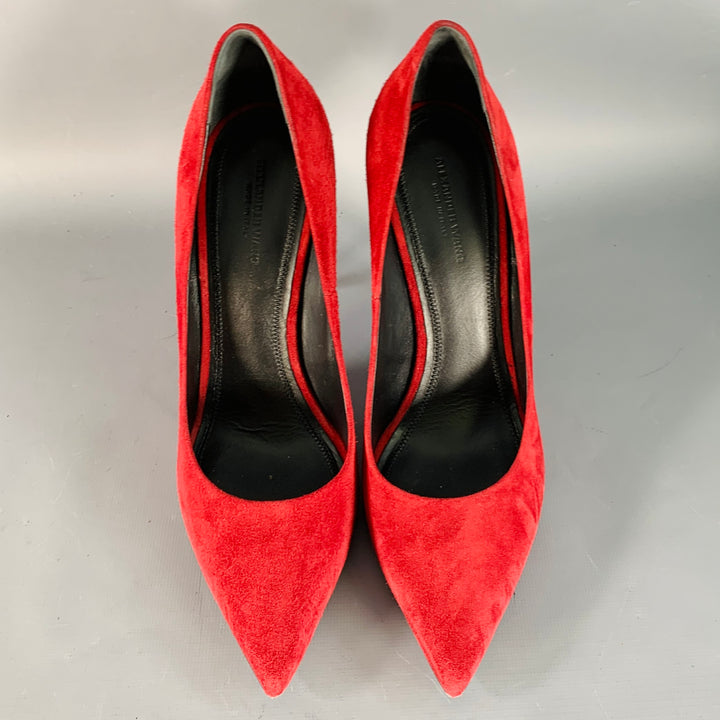 ALEXANDER WANG Size 9 Annika Red Oxblood Suede Pointed Toe Stiletto Pumps