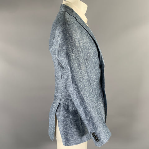 EIDOS Size 40 Blue White Heather Linen Blend Sport Coat