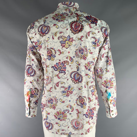 ROBERT GRAHAM Size L Black & White Multi-Color Print Cotton Long Sleeve Shirt