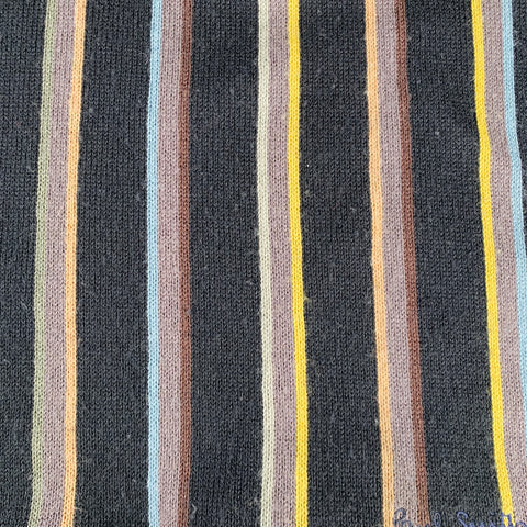 PAUL SMITH Black Multi Color Stripe Rib Knit Scarf