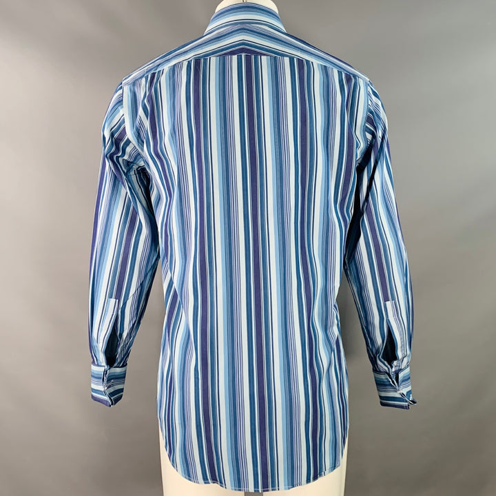 PAUL SMITH Size S Blue Navy Stripe Cotton French Cuff Long Sleeve Shirt
