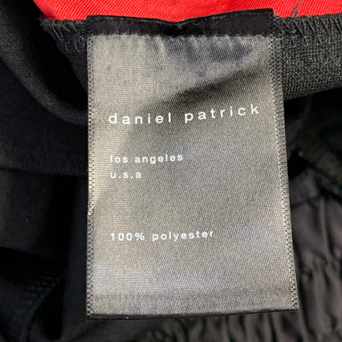 DANIEL PATRICK Size M Black Red Logo Polyester Drawstring Shorts