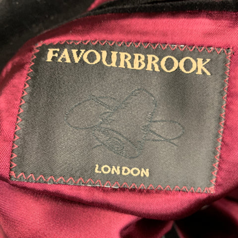 FAVOURBROOK Size 40 -Liam- Black Velvet Cotton Embroidered Nehru Collar Jacket