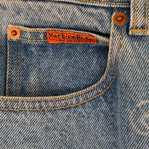 MARTINE ROSE Size L Blue Logo Cotton Denim Twill Wide Leg Baggy Jeans