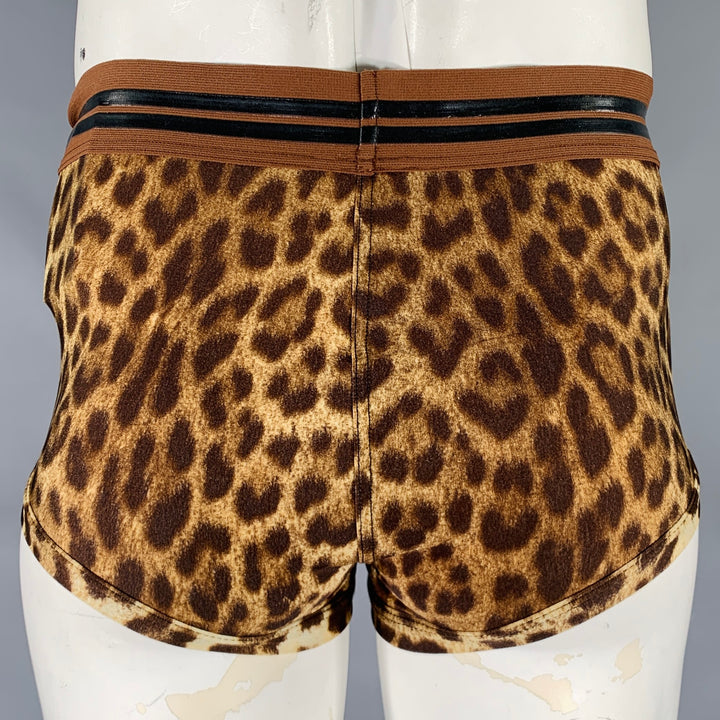 JEAN PAUL GAULTIER Size L Brown Tan Animal Print Speedo Swim Trunks