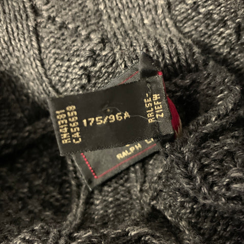RRL by RALPH LAUREN Size M Black Grey Knitted Cotton High Collar Sweater