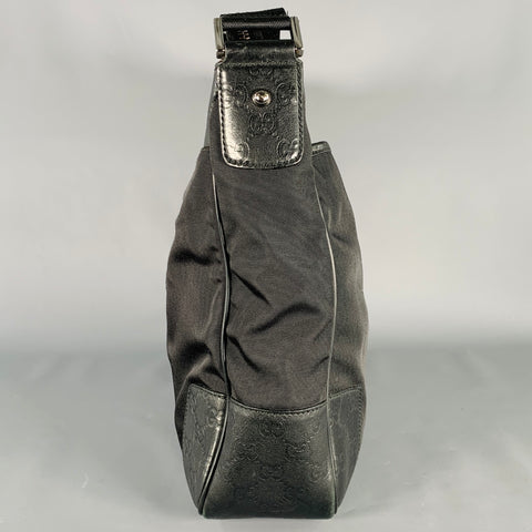 GUCCI Guccissima Black Embossed Nylon Leather Messenger Bag
