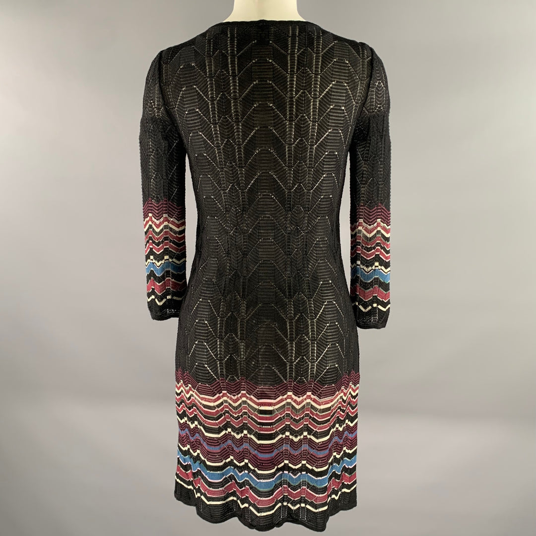 M MISSONI Size 2 Black Viscose Wool Blend Lace Scoop Neck Dress