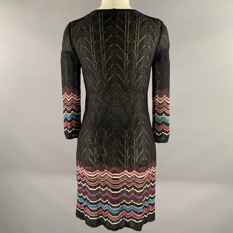M MISSONI Size 2 Black Viscose Wool Blend Lace Scoop Neck Dress
