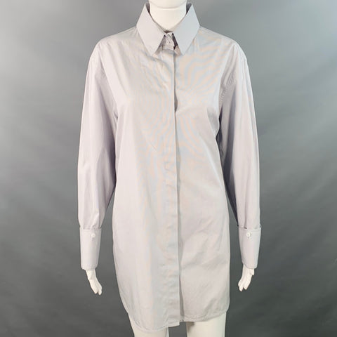 THE ROW Size M Blue White Cotton Stripe Oversized Hidden Placket Shirt