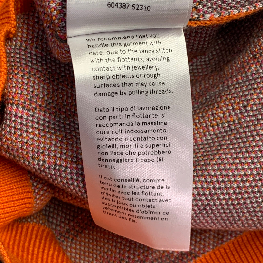 STELLA McCARTNEY Size 4 Orange Grey Pink Wool Cotton Marbled Animal Print Sweater