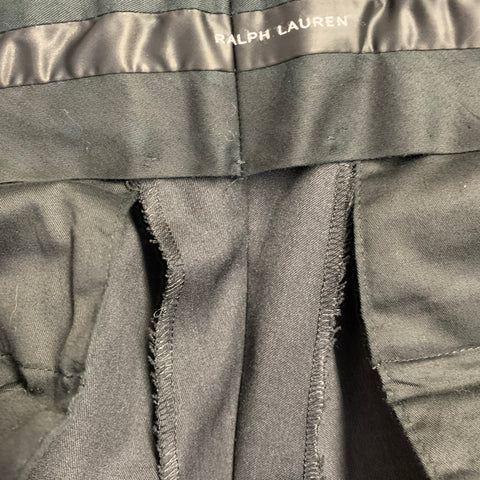 RALPH LAUREN Pantalon habillé droit en sergé de laine noir, taille 32