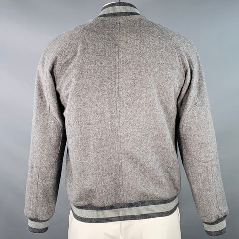 BAND OF OUTSIDERS Size L Grey Virgin Wool Mohair Herringbone Bomber Jacket