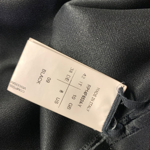 RICK OWENS Size 8 Black Acetate & Viscose V Neck Knee Length Dress