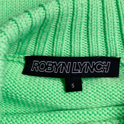 ROBYN LYNCH Size S Neon Green Merino Wool Cashmere Crew Neck Sweater