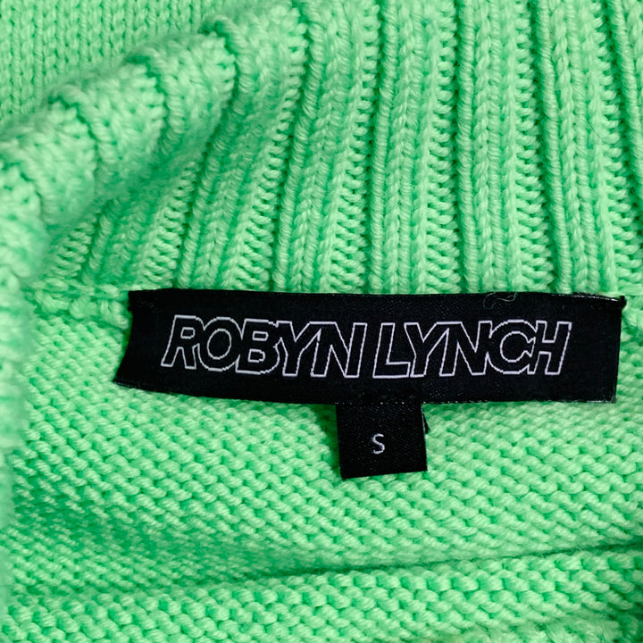 ROBYN LYNCH Size S Neon Green Merino Wool Cashmere Crew Neck Sweater