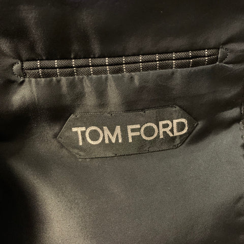 TOM FORD Chest Size 42 Black White Pinstripe Wool mohair Peak Lapel 34 31 Suit