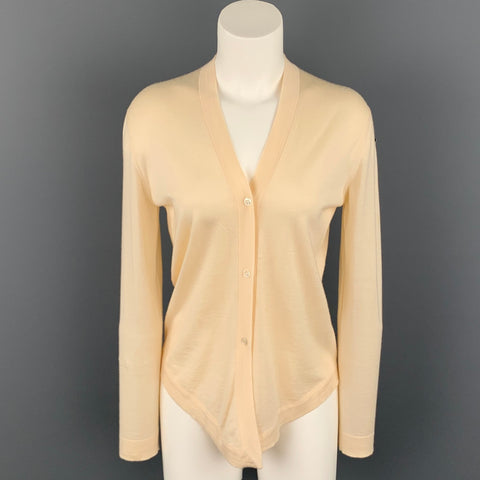 VINTAGE Cárdigan asimétrico de cachemira / seda de punto crema talla M