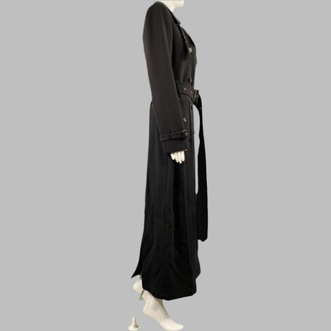 TOM FORD Size 2 Black Virgin Wool Blend Double Breasted Trench Coat