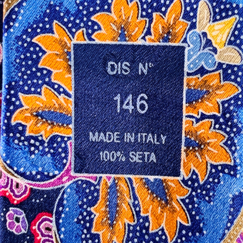 ERMENEGILDO ZEGNA Purple Multi Color Abstract Floral Silk Satin Tie
