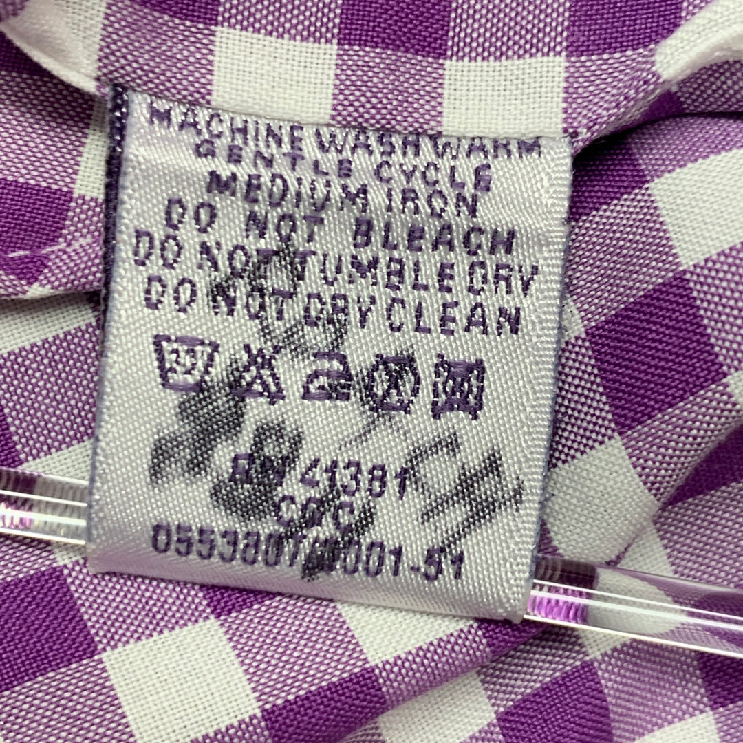 RALPH LAUREN Size XL Purple White Checkered Cotton Long Sleeve Shirt