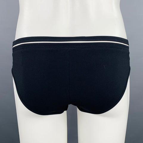 GUCCI Size M Black White Logo Polyamide Blend Drawstring Speedo