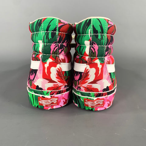 KENZO Size 9 Pink White & Green Floral Canvas High Top Sneakers