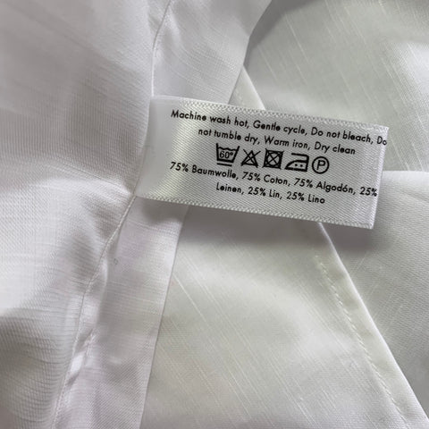 ETON Size L White Cotton Linen Long Sleeve Shirt