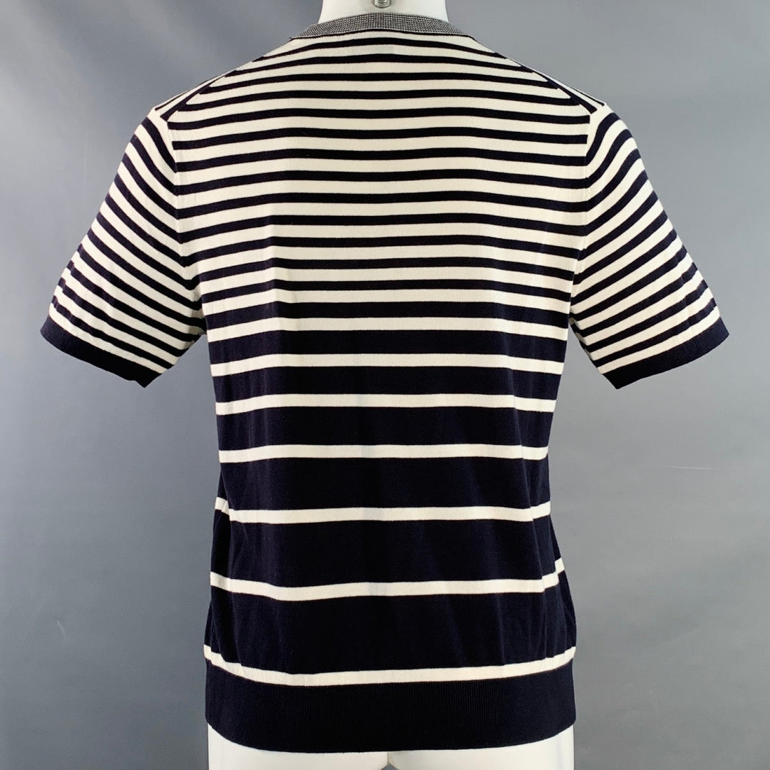 PS by PAUL SMITH Size M Navy White Stripe Cotton Crew Neck T-shirt