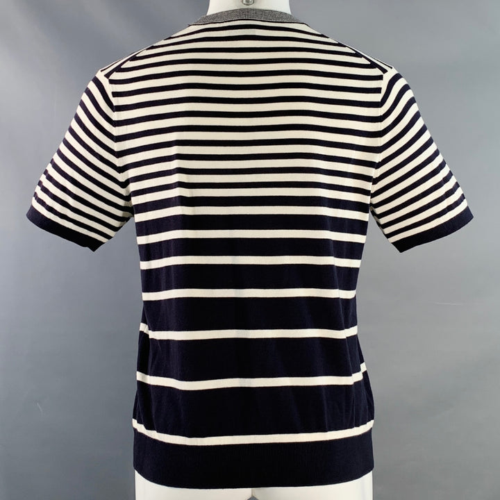 PS by PAUL SMITH Size M Navy White Stripe Cotton Crew Neck T-shirt
