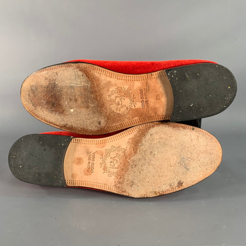 DEL TORO Size 8.5 Red Velvet Grosgrain Trim Slip On Loafers