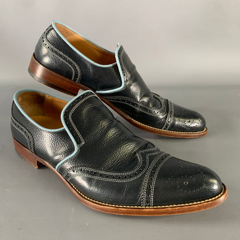 MIU MIU Size 9 Navy Light Blue Leather Spectator Loafers