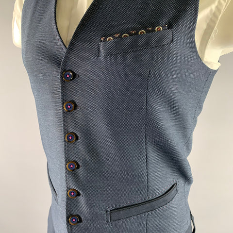 TED BAKER Size 36 Navy Pink Contrast Stitch Polyester Blend Suit