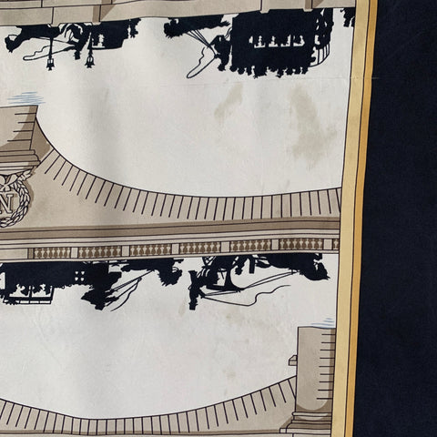HERMES Black Tan Silk Scarves & Shawls