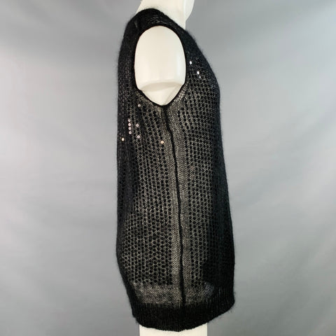 JUNYA WATANABE Size M Black Sequined Knit Sleeveless Long Pullover