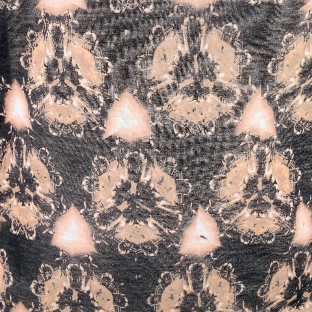 PRABAL GURUNG Size S Brown Grey Polyester Abstract Floral Long Sleeve Casual Top