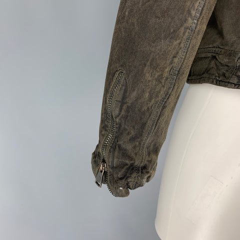 GIORGIO BRATO Size 40 Charcoal Distressed Zip Up Jacket