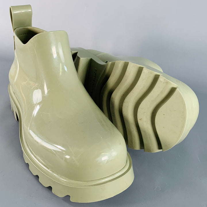 BOTTEGA VENETA Size 10 Green Sage Rubber Track Sole Rain Boots