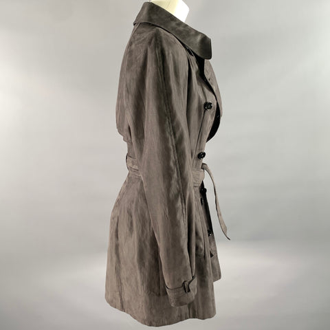 ALEXANDER MCQUEEN Size M Grey Polyethylene Solid Double Breasted Coat