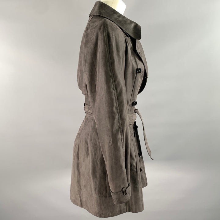 ALEXANDER MCQUEEN Size M Grey Polyethylene Solid Double Breasted Coat