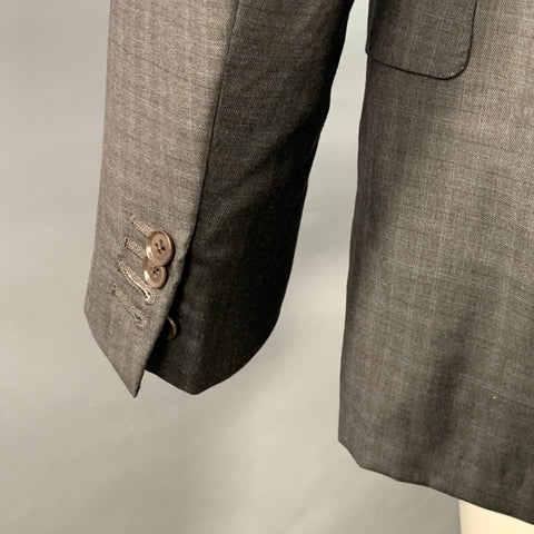 ISAIA Size 40 Grey Blue Plaid Wool Single Breasted Sport Coat