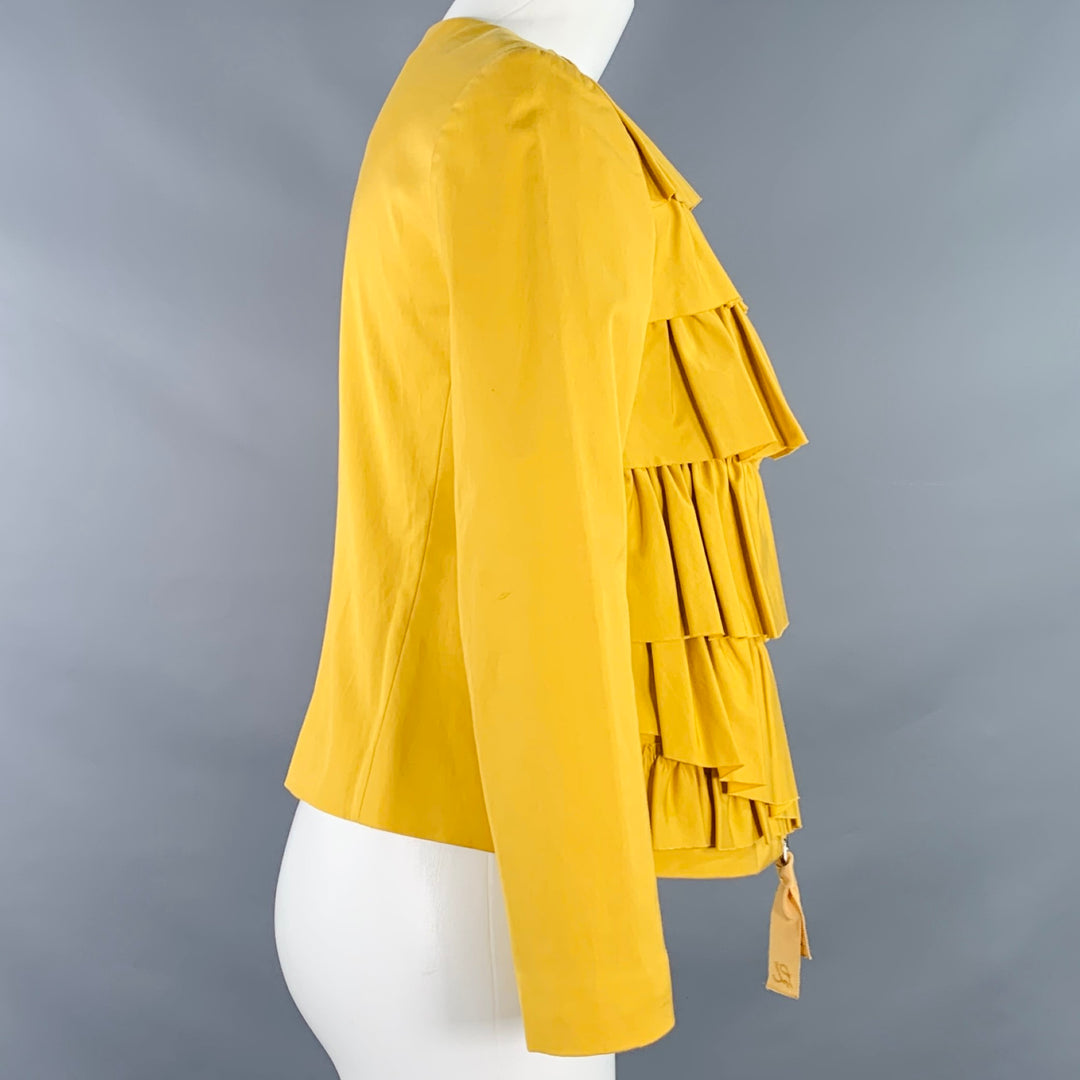 3.1 PHILLIP LIM Size 4 Yellow Cotton Blend Ruffled Jacket Blazer