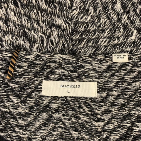 BILLY REID Size L Grey Black Wool Cotton Herringbone Belted Jacket
