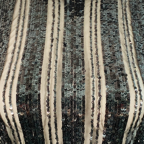 DEREK LAM Size 6 Black Polyester Sequined Stripe Mock Neck Dress Top