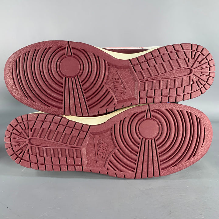 NIKE 2023 Size 11.5 Dunk Low Burgundy Cream Leather Low Top Sneakers