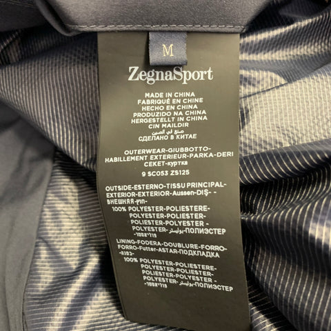 ZEGNA SPORT Size M Navy Polyester Zip Up Coat