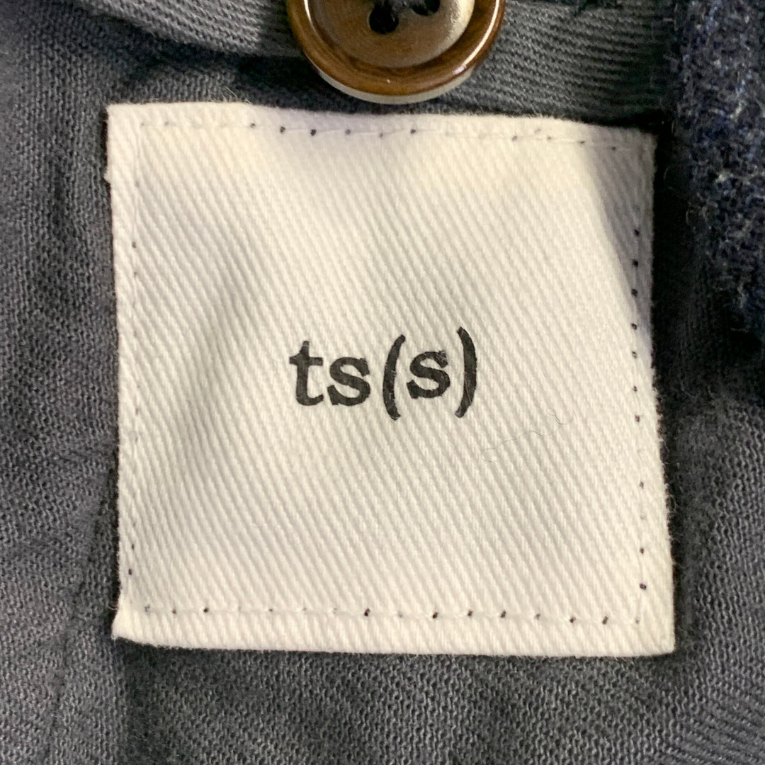 TS (S) Size 30 Navy Brown Plaid Wool Blend Cuffed Button Fly Dress Pants