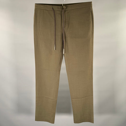 MAISON MARGIELA Size 32 Green Olive Heather Wool Straight Casual Pants