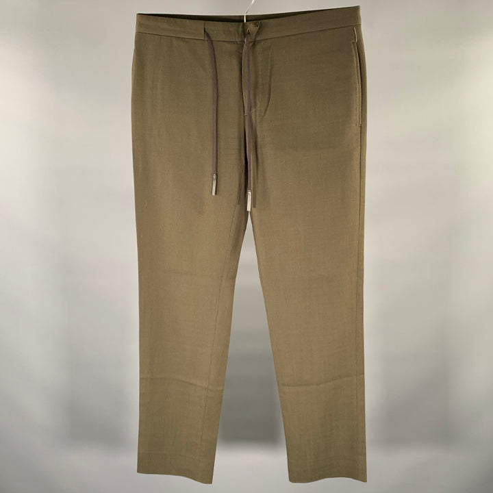 MAISON MARGIELA Size 32 Green Olive Heather Wool Straight Casual Pants